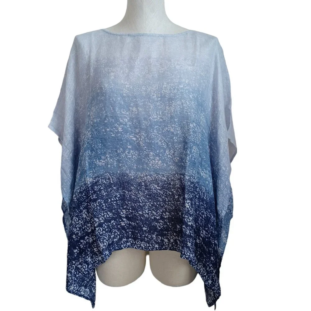 J Jill Pure Jill Ombre Linen Airy-Weave Poncho Size M/L NEW - Picture 14 of 14